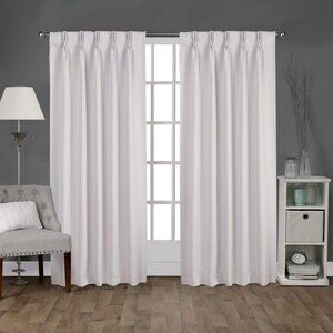Exclusive Home Sateen Twill Woven Blackout Pinch Pleat Window Curtains White
